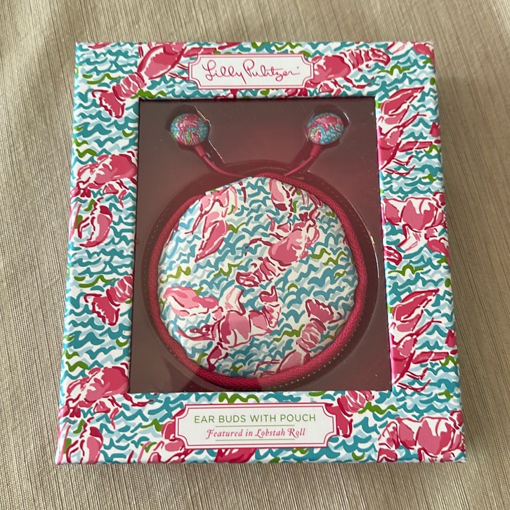 Lilly Pulitzer Lobstah Roll Earbuds with Pouch
